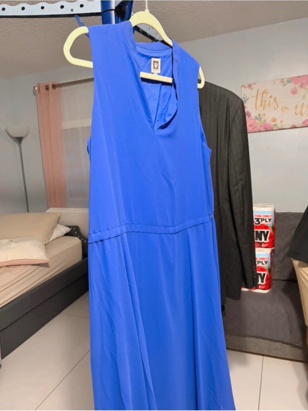 Anne Klein Sleeveless V-Neck Maxi Dress in Cobalt Blue